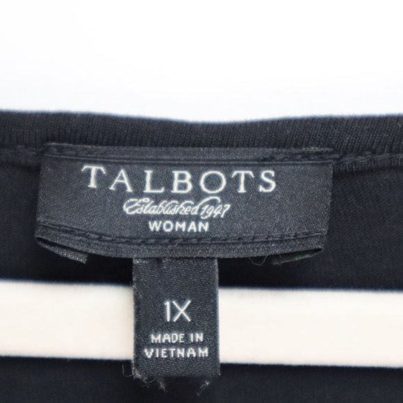 Talbots Women's Size 1X Front Ruffle Long Sleeve Black Top - Picture 4 of 5